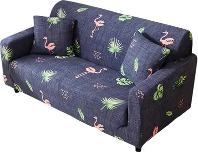 Produktbild von Sofa Schonbezug, Moderne Einfachheit 3-Sitzer Blumenvogel Muster rutschfeste elastische Sofabezug Pet Protector (Flamingo, 3-Sitzer Sofacover)