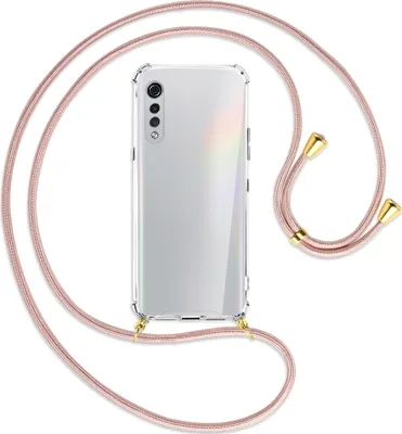 Produktbild von Handykette Backcover-Schutzhülle mit Band (Metall goldfarben) für LG Velvet - roségold