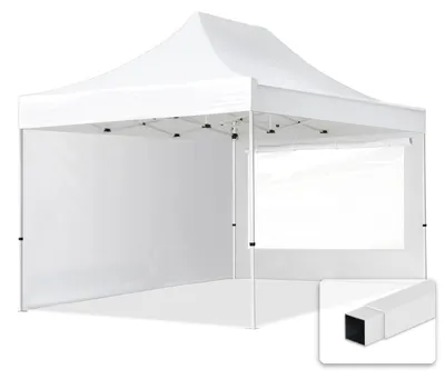 Zdjęcie produktu dla 3x4,5 m Namiot Ekspresowy, ECONOMY Stal 30mm, ze ścianami bocznymi, okna panoramiczne, biały