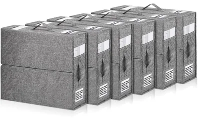 Bettwäsche-Aufbewahrungsbox, 6 Stück, faltbar, Grau, 39x33x12 cm
