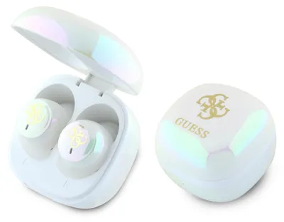 Image de GUESS écouteurs sans fil bluetooth TWS GUTWSJ144ESH (Mini Iridescent 4G Printed Logo) blanc