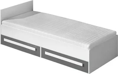 Produktbild von Kinderbett / Jugendbett Walter 11 inkl. Lattenrost, Farbe: Weiß / Grau Hochglanz - 90 x 200 cm (B x L)