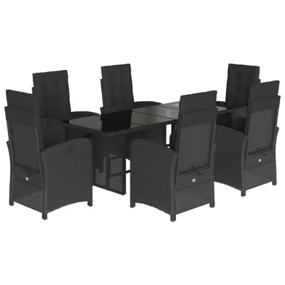 Produktbild von vidaXL 7-tlg. Garten-Essgruppe mit Kissen Schwarz Poly Rattan