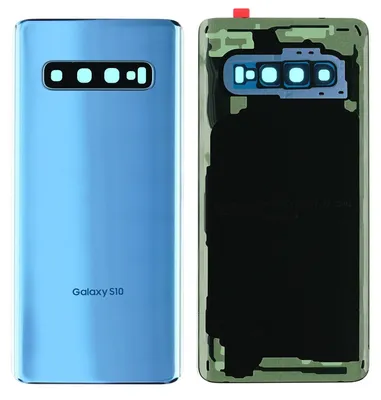 Produktbild von Samsung Galaxy S10 (SM-G973F) Backcover + Kameraglas + Kleber (Prism Blue), Blau