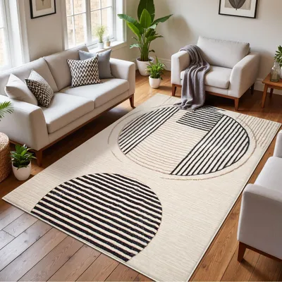 Produktbild von Waschbarer Teppich Wohnzimmer 160x200 cm mit Rutschfester Unterseite