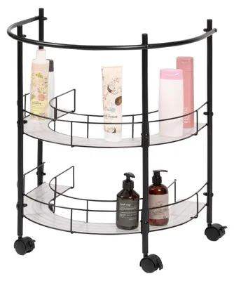 Immagine prodotto di Mobiletto sotto lavabo con 2 ripiani - 57,5 x 64 x 44,5 cm - Metallo nero - Con portasciugamani - Scaffale bagno