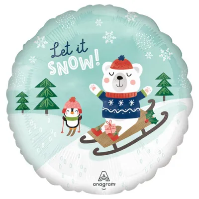 Obrázok produktu pre Vianočný fóliový balónik „Let it Snow“ 43 cm