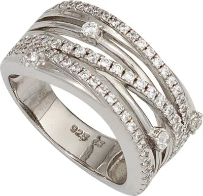 Produktbild von JOBO Damen Ring 925 Sterling Silber rhodiniert mit Zirkonia Silberring Größe 64