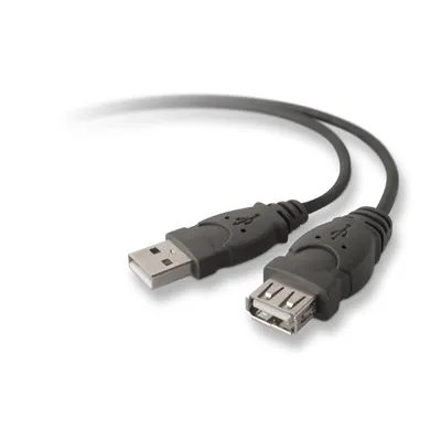 Obrázok produktu pre Belkin USB A/A 3 m, 3 m, USB A, USB A, USB 2.0, Samec/Samica, Čierna