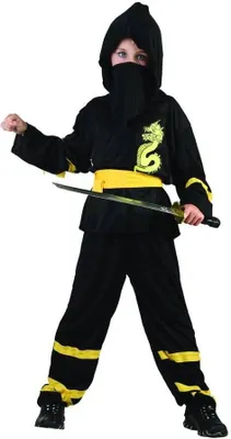 Immagine prodotto di Costume da bambino ninja guerriero del drago nero-giallo - 122/134 (7-9 anni)