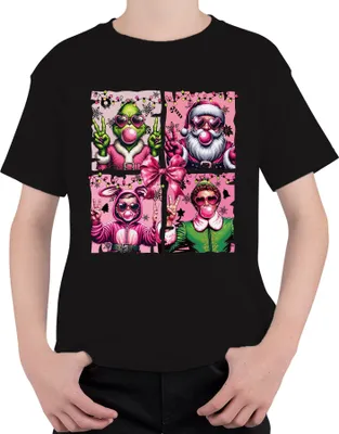 Produktbild von Holly Jolly Weihnachtsfilme Pink Weihnachtsfilm - Weihnachten Christmas Xmas Uni Kinder T-Shirt, Schwarz, 152