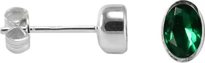 Produktbild von 925 Sterling Silber Ohrstecker mit ovalem Zirkonia Farbe - Dunkelgrün