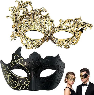Imagen del producto de Máscaras venecianas para parejas, juego de 2 unidades, de colores variados, para el carnaval