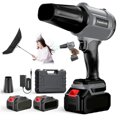 Produktbild von Kabelloser Laubbläser,600000 U/min Bürstenloser Motor,Hand-Laubbläser mit 2 Akku,leichte Laubbläser für Terrassenreinigung,Rasenpflege,Blätter,Staub