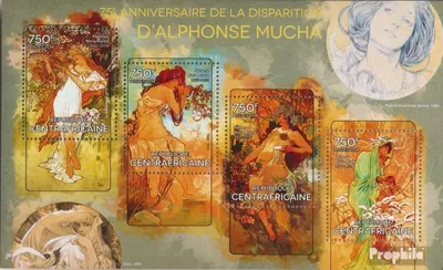 Produktbild von Briefmarken Zentralafrikanische Republik 2014 Mi 4765-4768 Kleinbogen (kompl. Ausgabe) postfrisch Alfons Mucha