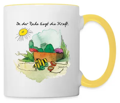 Produktbild von Spreadshirt Janosch Günter Kastenfrosch Tigerente Tasse Zweifarbig, One size, Weiß/Gelb