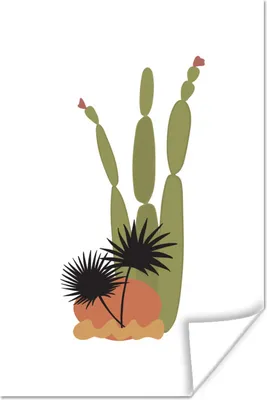 Produktbild von MuchoWow® Poster Kaktus - Pflanzen - Abstrakt - Botanisch 120x180 cm - Kunstposter