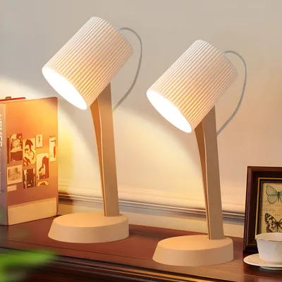 Produktbild von ZMH Tischleuchte 2er Set Braun Tischlampe Wohnzimmer Nachttischlampe mit Kabel E14 Tischlampen Moderne Landhausstil für Esstisch Schlafzimmer