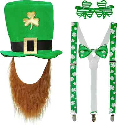 Produktbild von com-four® Leprechaun, Kobold Kostüme zum St. Patricks Day - Outfits und Accessoires für das grüne, irische Fest - Für Fasching, Fastnacht, Karneval, Parade, Motto-Party, Irish Pub