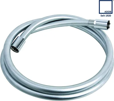 Produktbild von Duschschlauch Kunststoff, 2 Meter, silber, mit 1/2'' Anschlüssen, für die Dusche