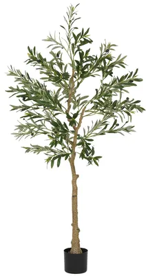 Image de Arbre d'olivier artificiel - Plante décorative - 150 cm - en pot - en soie artificielle - pour intérieur - décoration d'intérieur