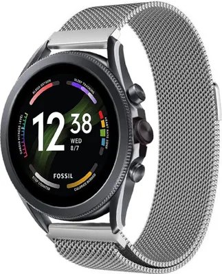 Produktbild von Strap-it Milanese - Kompatibel mit Fossil Gen 6Armband 44mm Fossil uhrenarmband Fossil ersatzarmband Edelstahl für Smartwatch 22mm Armband Silber 22mm