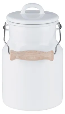 Immagine prodotto di Riess Grandma Lattiera Coperchio smaltato/manico in legno 1,5 litri Smalto bianco classico