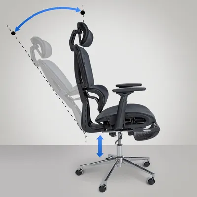 Produktbild von CLP Bürostuhl Grover Ergonomisch, Schreibtischstuhl, atmungsaktiv und verstellbar schwarz