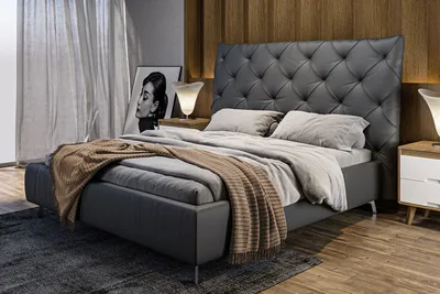 Produktbild von KAWOLA Bett ANNY Polsterbett Leder schwarz 200x200cm