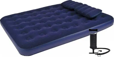 Produktbild von Famanu Camping-Luftbett für 2 Personen - 203 x 152 x 22 cm, blau, inkl. Handpumpe und 2 Kissen