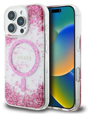 Obrázek produktu pro Pouzdro GUESS vhodné pro IPHONE 16 Pro kompatibilní s MagSafe GUHMP16LRGRGEP (Resin Bottom Glitter) růžové