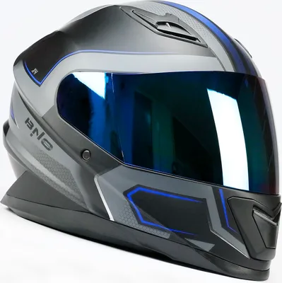 Produktbild von BNO-X4 Motorradhelm, Integralhelm, Rollerhelm, Sturzhelm, sehr leicht, ECER22/05, Matt Schwarz/Blau, +zusätzliches Rainbow Visier, Größe M