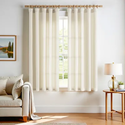 Gardinenset mit Faltenband, beige, 2 Stück, 140x175 cm