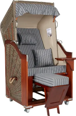 Produktbild von Webavita Strandschönheiten Ava Deluxe Strandkorb Ostsee Single Vollholzfront Korb Pinienholz fertig montiert Balkone Terrassen Garten Lounge