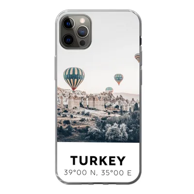 Produktbild von MuchoWow® Handyhülle Schutzhülle Hülle für iPhone 12 Pro Max Heißluftballon - Türkei - Sommer - Grau Silikon Softcase Handy Hülle - Hartschale