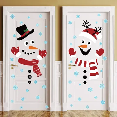 Weihnachtsaufkleber-Set 2er-Pack, Schneemann, PVC, 30x100/118 cm