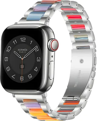 Produktbild von Strap-it Apple Watch Stahl-Harzarmband (Silber/Bunt) - Große: 38 - 40 - 41mm