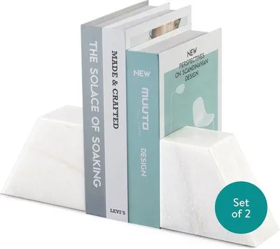 Produktbild von Famanu Bücherstützen aus Marmor - Set von 2 - 13 x 11 x 6,5 cm