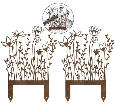 Produktbild von rostiges Gartenschild 2er Set, Garten Deko im Vintage-Stil, wetterfest, für Blumenbeet, Terrasse, Balkon & Rasen, rustikale Gartendekoration