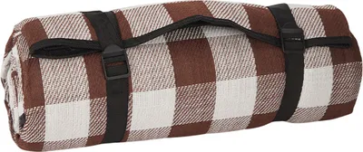 Image de Couverture de pique-nique ASKSA Couverture de camping Couverture de pique-nique de plage Imperméable Avec Poignée de Transport Léger Compact Portable,Marron-Blanc,Taille:200x200cm