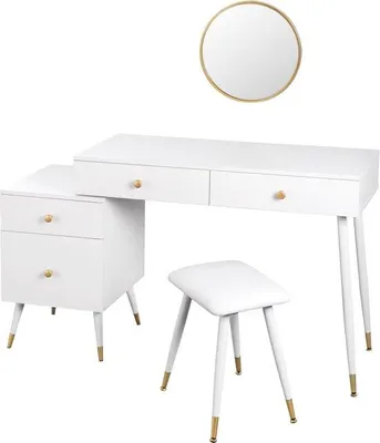 Obrázek produktu pro Bílý toaletní stolek se zrcadlem 100 x 40 cm, MDF