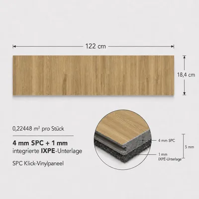 Obrázek produktu pro Designboden SPC Vinylboden 5 mm Klick wasserfest mit Trittschalldämmung Namur Nutmeg Box 2.25 m², Obrázek vytvořený pomocí AI