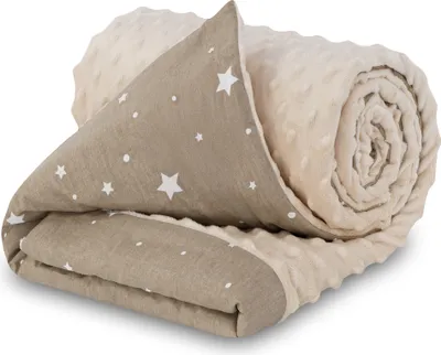 Produktbild von Babydecke Kuscheldecke 75x100 cm Ganzjahresversion Beige mit Weiß Sternen