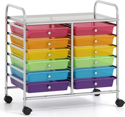 Immagine prodotto di Carrello portaoggetti mobile con 12 cassetti impilabili