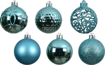 Produktbild von Weihnachtskugeln Kunststoff 6cm Mix 37er Set - Folkloreblau