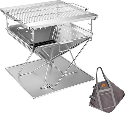 Produktbild von CAMPINGMOON - Tragbarer Edelstahl-Holzkohlgrill und 20 Zoll Feuerschale mit Tragetasche MT-055