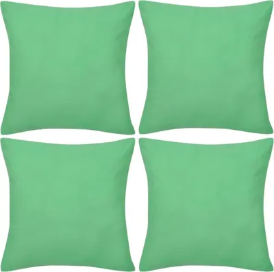 Produktbild von 4 apfelgrüne Kissenbezüge Baumwolle 40 x 40 cm