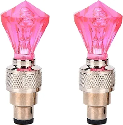 Produktbild von 2Pcs Diamond Shape Auto Motorrad Fahrrad Reifen Reifenventilkappen Dekoratives LED-Licht rot