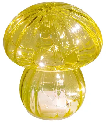 Produktbild von DRW Tischlampe in Pilzform aus Senfglas, 13 x 13 x 16 cm
