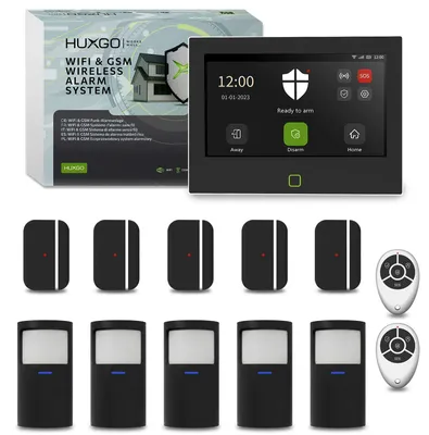Produktbild von HUXGO HXA700 Black Edition WLAN GSM 4G Alarmanlage 10 Sensoren Tuya Smart App